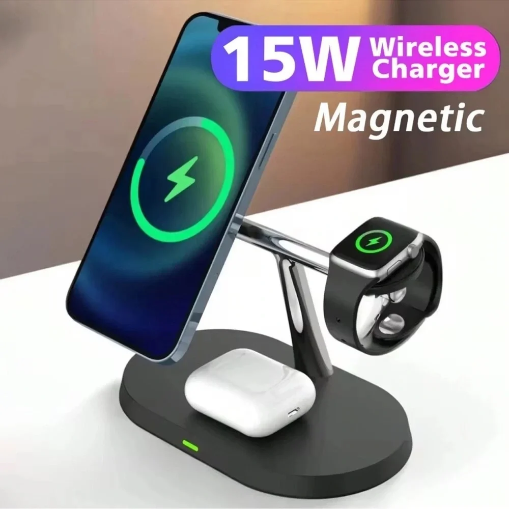 POWER CELL 3 - IN - 1 MAGNETIC 15WATT WIRELESS FAST CHARGER (NEW WITH TAGS)